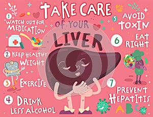 Take care of your liver. Creative landscape poster in modern style.