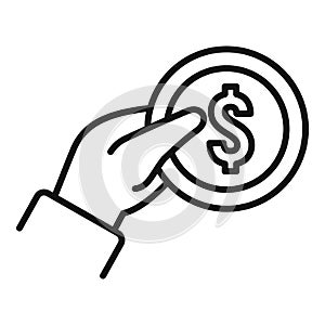 Take coin cash back icon, outline style