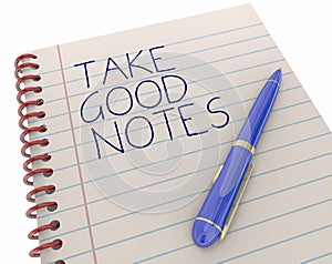 Take Good Notes Pen Writing Words Remember Facts