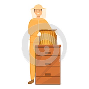 Take honey frame apiarist icon cartoon vector. Food apiculture