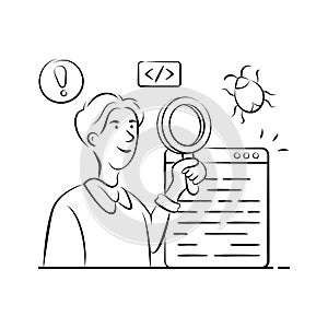 Take a look at this creative illustration of software debugging, error fixing