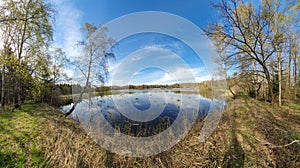 Scenic panorama view of beautiful natural landscape under a cloudy sky