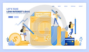 Take a low interest loan agreement form. credit card installments program. vector illustration concept can be use for landing page