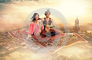 Take a magical ride with Aladdin and his beautiful princess on a journey above the clouds