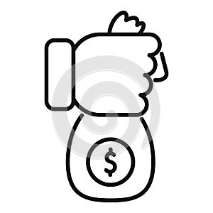 Take money bag collateral icon outline vector. Investment capital