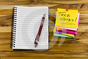 Take notes spiral notebook writing surface desktop workspace