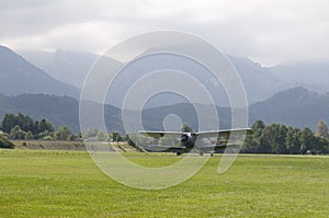 Take-off of biplane