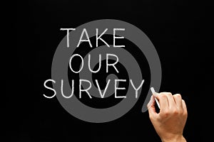 Take Our Survey Handwritten On Chalkboard