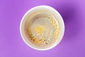 Take-out coffee americano in opened thermo cup