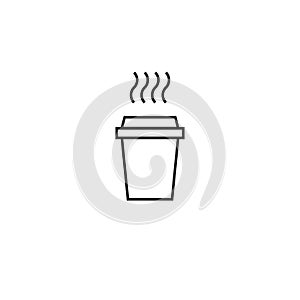 Take-out coffee with cap, cup holder and steam. disposable cardboard cup of coffee