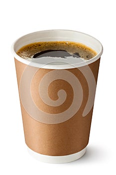 Take-out coffee in opened thermo cup