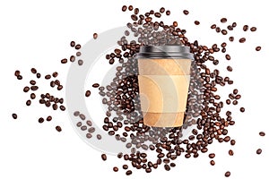 Take out cup and coffee beans