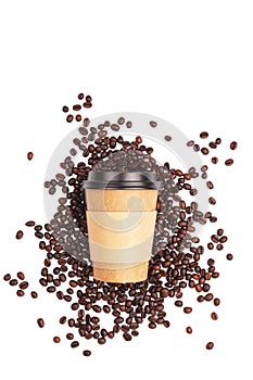 Take out cup and coffee beans