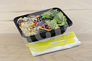 Take out salad with chicken photo