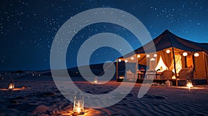 Take a starlit stroll with your partner through the dunes then return to your Bedouin tent for a cozy and intimate