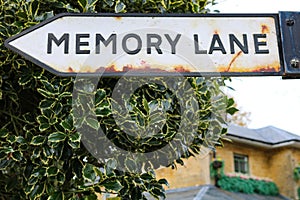 Take a trip down memory lane signpost with holly background photo