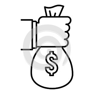 Take wash money bag icon, outline style