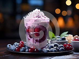 takeaway blueberry smoothie mock-up, blueberry coloured