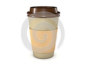 Takeaway coffee cup with lid isolated