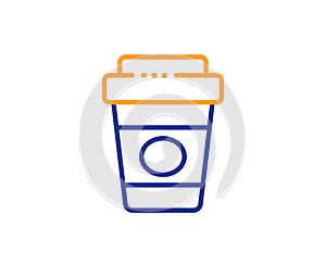 Takeaway coffee line icon. Hot latte cup sign. Tea drink mug. Vector