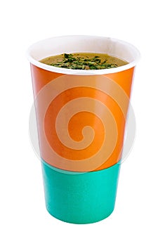 takeaway cup with Chicken broth soup