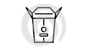 takeaway food box line icon animation