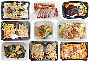 Takeaway food in microwavable containers