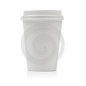 Puesto de comida café taza en blanco 