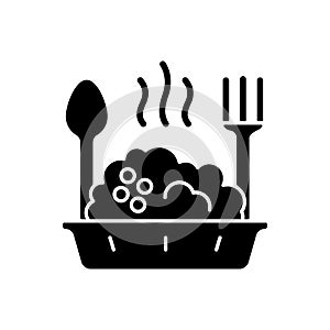 Takeaway porridge bowl black glyph icon