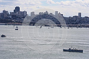 Taken on the bay a city skyline.