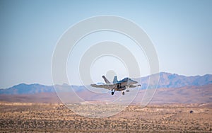 Takeoff of a navy aircraft during the Las Vegas airshow
