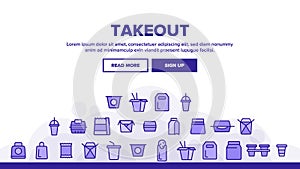 Takeout Food Vector Thin Line Icons Set