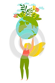 Taking care of Earth and saving planet vector illustration