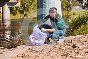 Taking care of our planet. Garbage collection and sorting. The problem of people leaving behind garbage in nature.