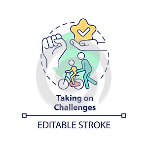 Taking on challenges concept icon