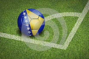 Taking a corner with Bosnia and Herzegovina flag soccer ball