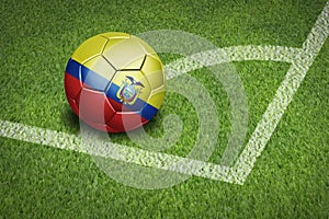 Taking a corner with Ecuador flag soccer ball