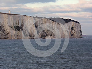 Taking the Ferry from Calais to Dover - Good View of the Coastal Cliffs of Dover at Sunset