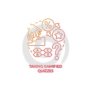 Taking gamified quizzes red gradient concept icon
