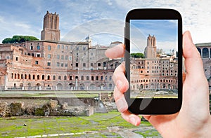 Taking photo of ancient ruins on Capitoline Hill