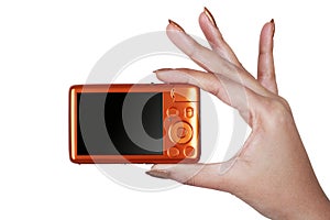 Taking photo with a digital compact camera photo