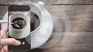 Taking a photo by Finger Pressing on Smartphone for Photograph C