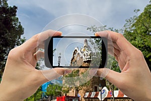 Taking photo in Park Guell