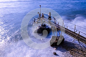 Taking photo at Sai Wan Swimming Shed