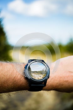 Taking photo with smartwatch camera, wearable technology