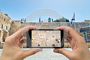 Taking photo in western wall of jerusalem