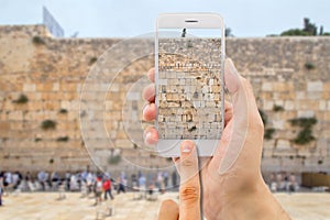 Taking photo in the western wall of jerusalem