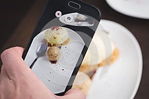 Taking picture of food with phone