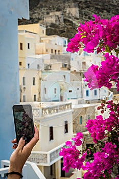 Taking pictures of homes in Olymbos