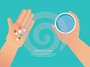 Taking the pills concept of medical vector illustration eps10